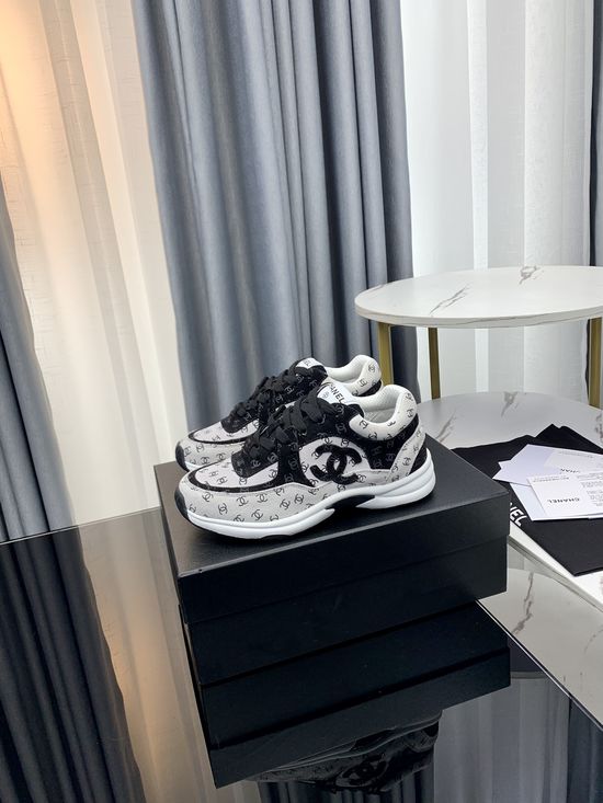 Chanel Color Block Thick Sole Casual Height Increasing Shoes