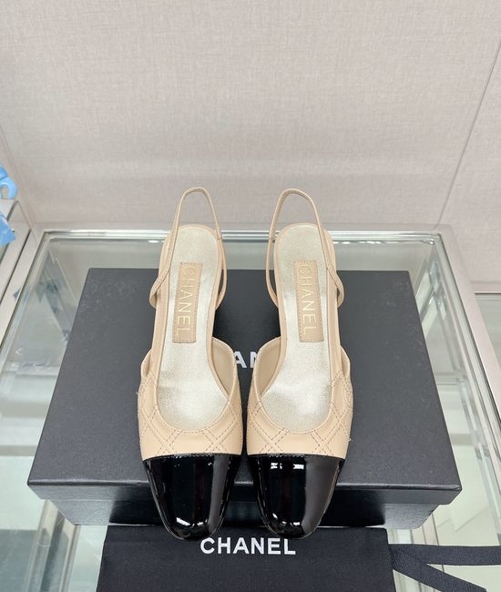 Chanel Embroidered Quilted Square Toe Slingback Sandals