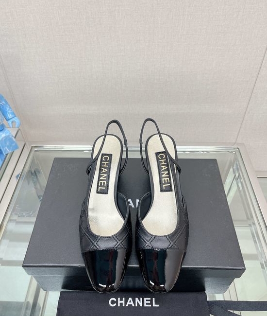 Chanel Embroidered Quilted Square Toe Slingback Sandals