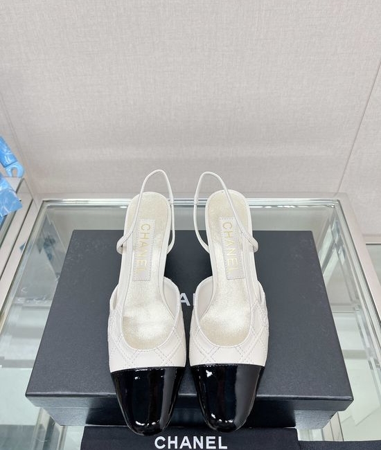 Chanel Embroidered Quilted Square Toe Slingback Sandals