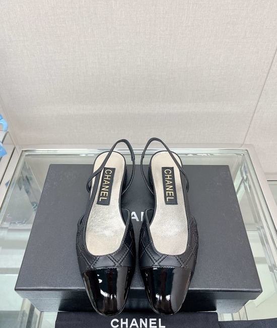 Chanel Embroidered Quilted Square Toe Slingback Sandals
