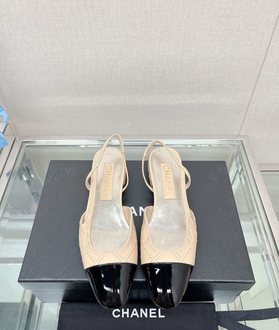 Chanel Embroidered Quilted Square Toe Slingback Sandals