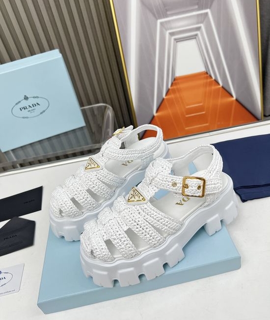 Prada Raffles Upper Platform Sandals with Soft Cowhide Lining