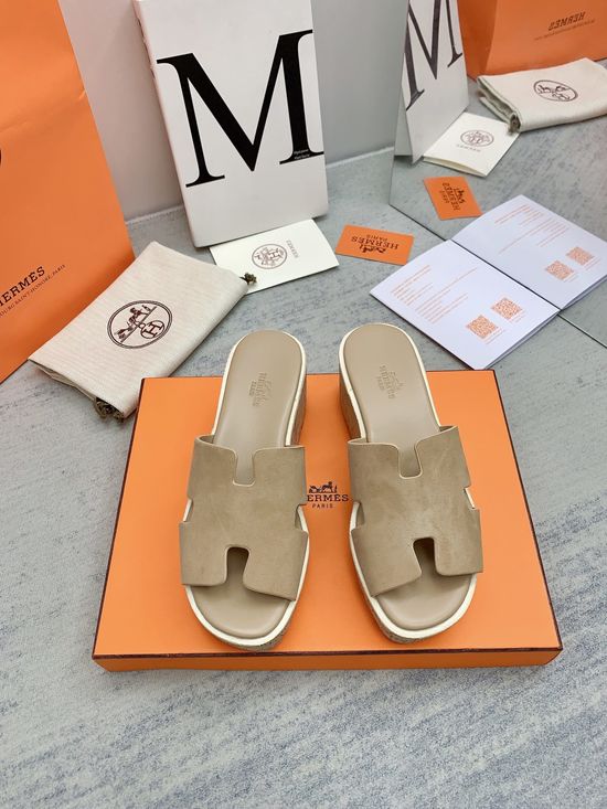 Hermes Thick Sole Casual Slides Premium Leather Upper