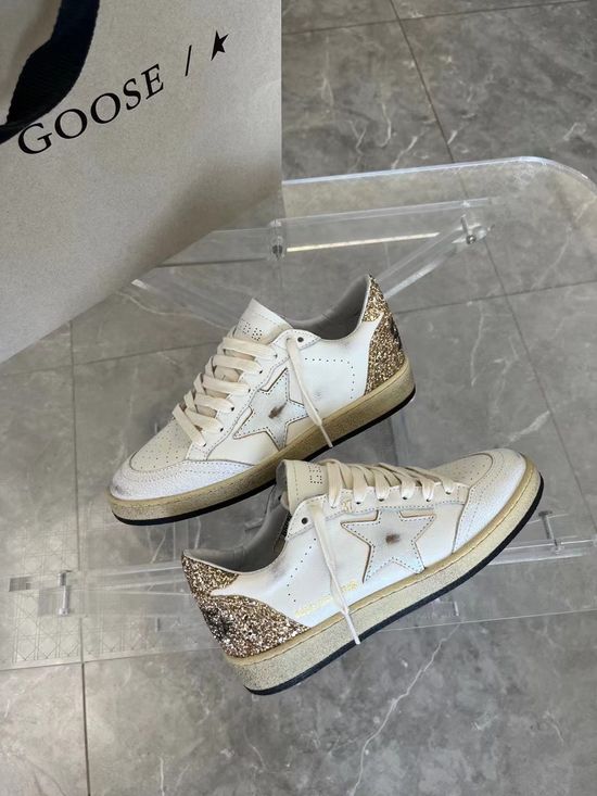 Golden Goose Sequin Decor Distressed Platform Sneakers Premium Casual Shoes