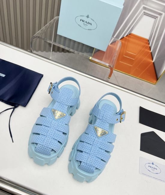 Prada Knitted Platform Casual Sandals with Non-slip Durable Sole