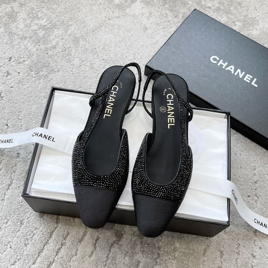 Chanel Rhinestone Embellished Satin Comfortable Dress Sandals