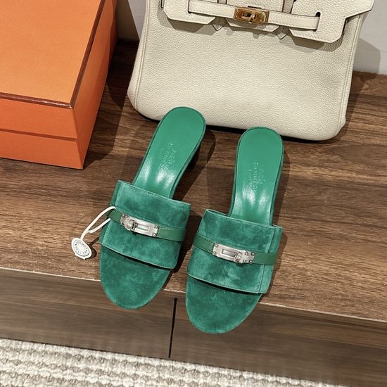 Hermes Classic Buckle Decor Low Heel Sandals Premium Leather Sole