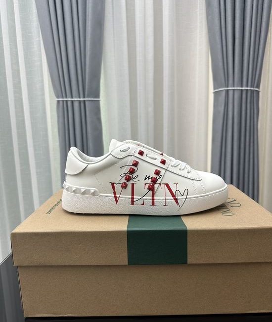 Valentino Studded Thick Sole Elevated Leather Casual Daily Sneakers