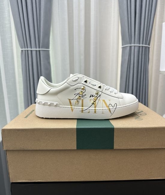 Valentino Studded Thick Sole Elevated Leather Casual Daily Sneakers