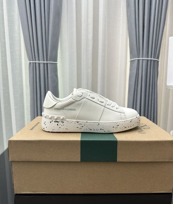 Valentino Studded Thick Sole Elevated Leather Casual Daily Sneakers