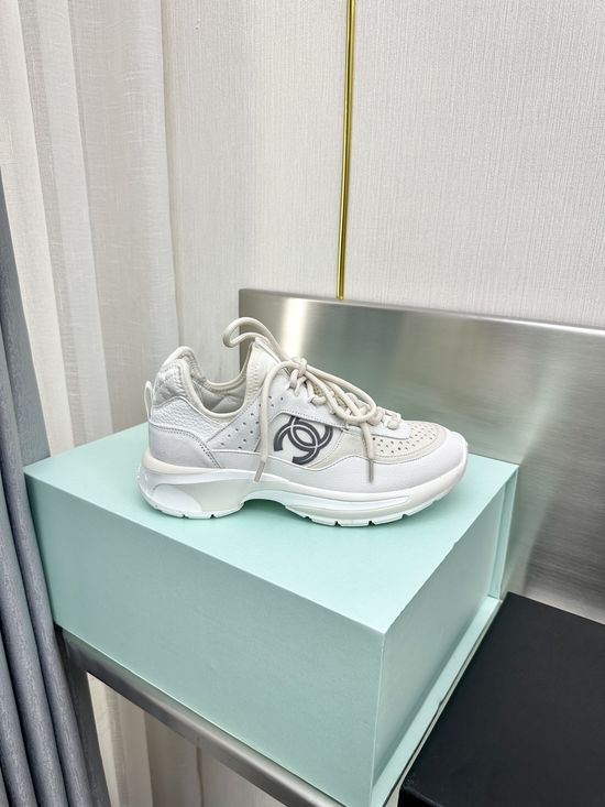 Chanel Premium Leather Upper Casual Sneakers with Metallic Details