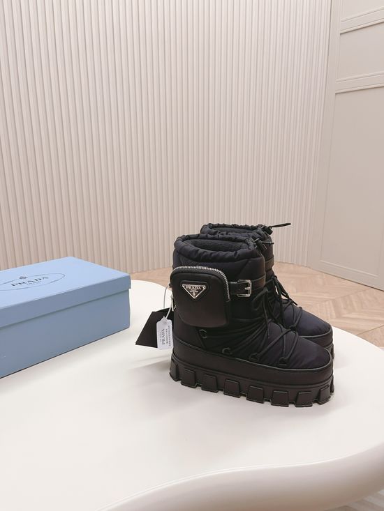 Prada Warm Non-slip Down Snow Boots Durable Thick Sole