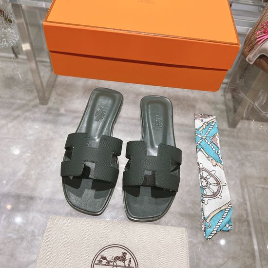 Hermes Calfskin Casual Slides Soft Comfortable Daily Wear Footwear