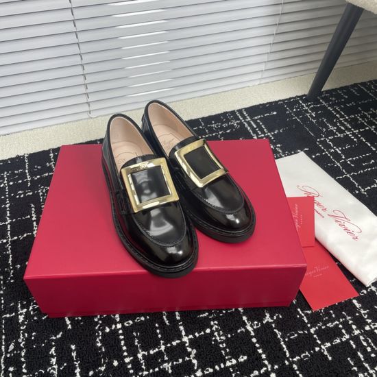 Roger Viver Premium Loafers with Sparkly Buckle Soft Comfortable Lining