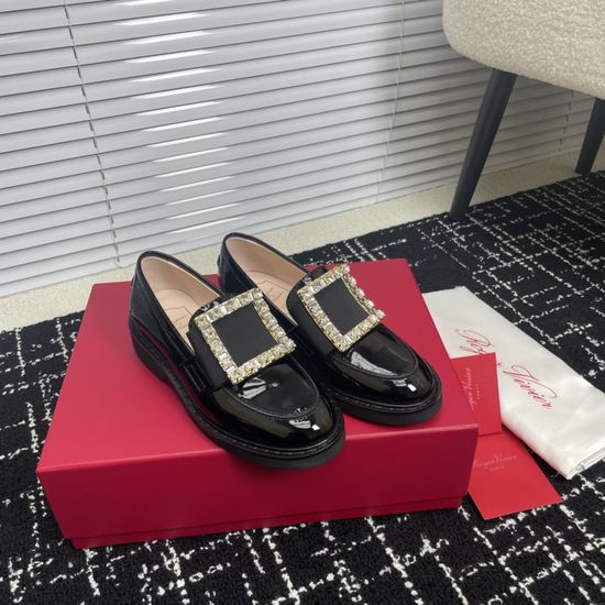 Roger Viver Premium Loafers with Sparkly Buckle Soft Comfortable Lining