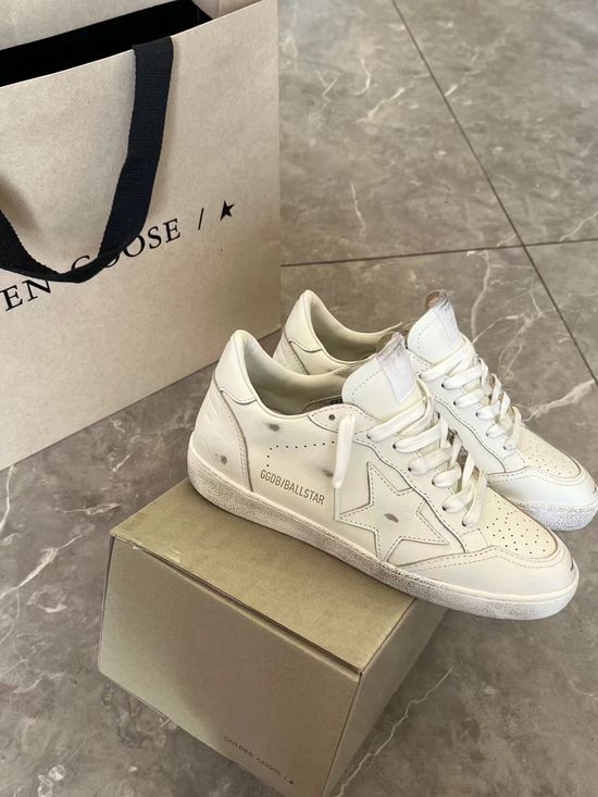 Golden Goose White Ballstar Shoes, Premium Craftsmanship