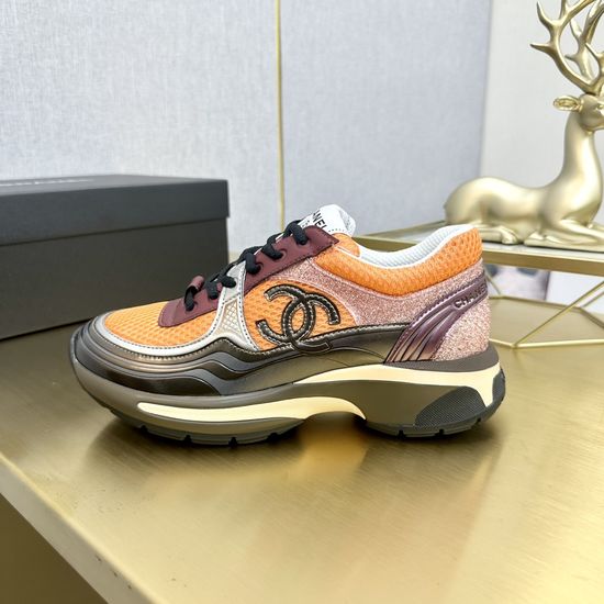 Chanel Embroidered Upper Casual Athletic Sneakers with Mixed Color Design