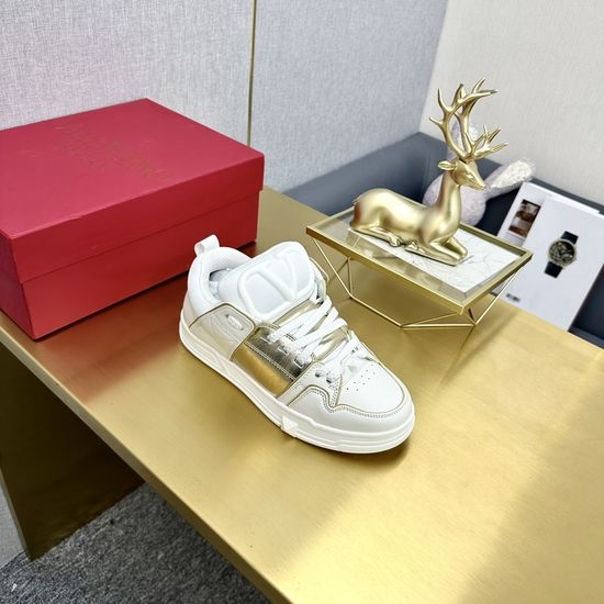 Valentino Premium Thick Sole Rivet Embellished Leather Casual Shoes