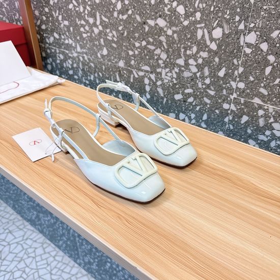 Valentino Simple Logo Decor Patent Leather Upper Comfortable Flat Shoes