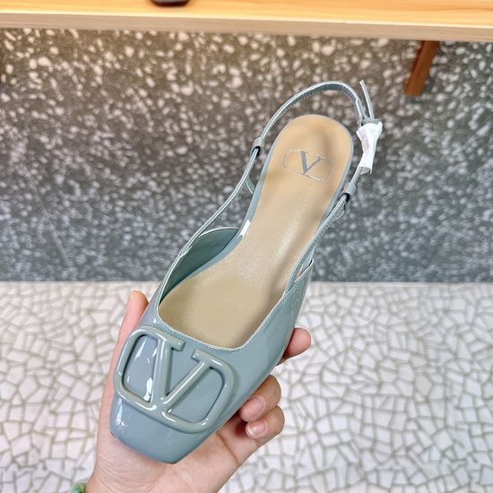 Valentino Simple Logo Decor Patent Leather Upper Comfortable Flat Shoes