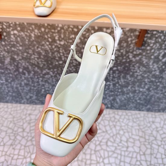 Valentino Simple Logo Decor Patent Leather Upper Comfortable Flat Shoes