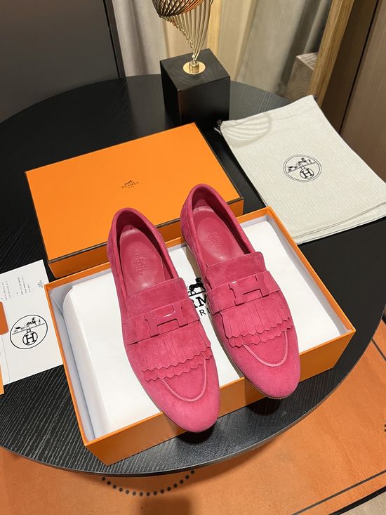 Hermes Tassel Decor Suede Loafers Breathable Comfortable Sole