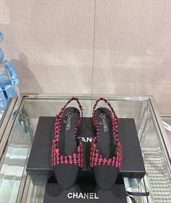 Chanel Classic Two-tone Tweed Slingback Sandals Flat Low Heel