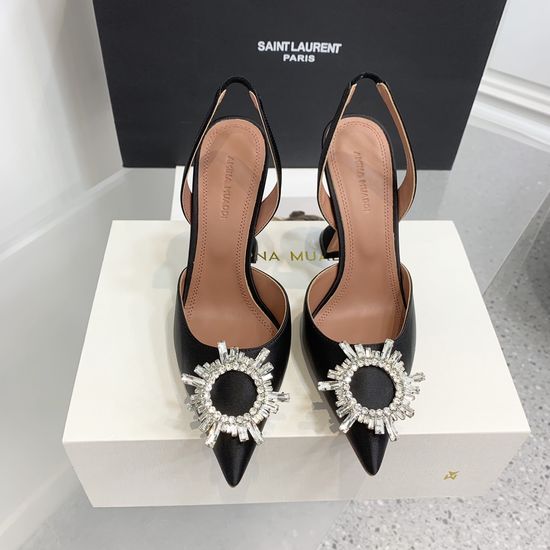 Amina Muaddi Elegant Silk Rhinestone Stiletto Heels
