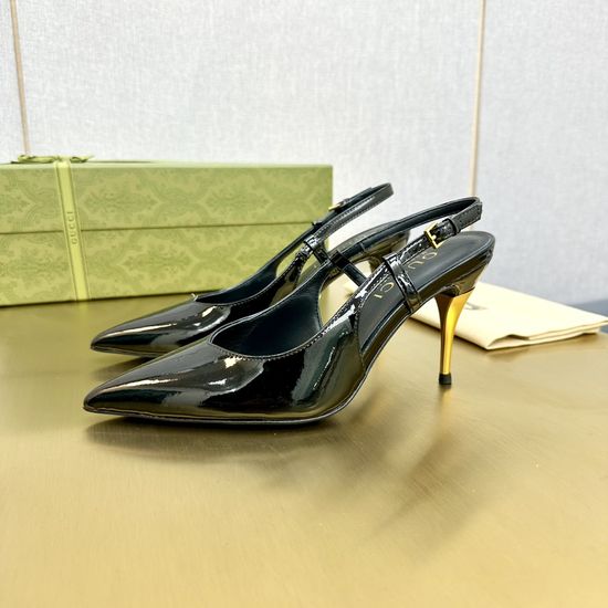 Gucci Embossed Pattern Stiletto Heel Dress Sandals