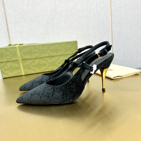 Gucci Embossed Pattern Stiletto Heel Dress Sandals