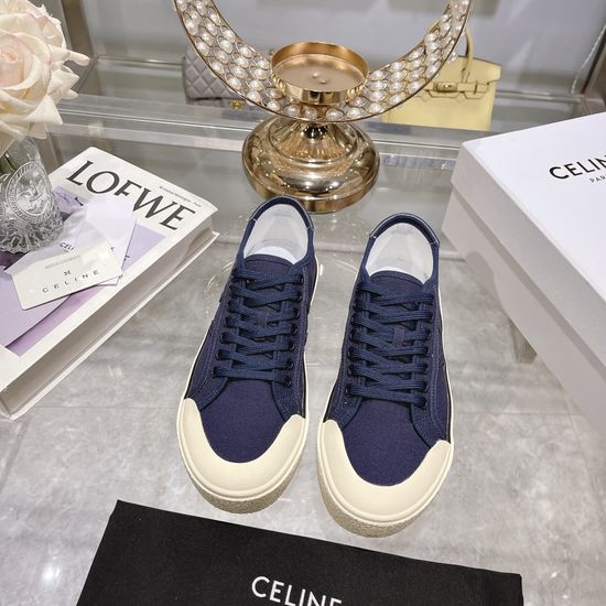Celine Contrast Stitching Flat Casual Shoes Canvas Upper Rubber Sole