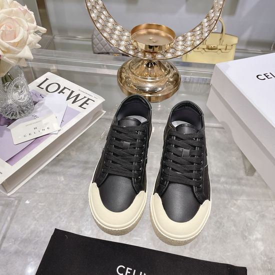 Celine Contrast Stitching Flat Casual Shoes Canvas Upper Rubber Sole