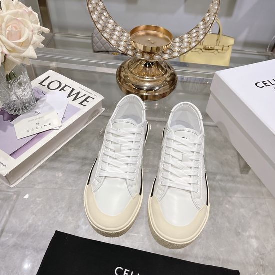 Celine Contrast Stitching Flat Casual Shoes Canvas Upper Rubber Sole