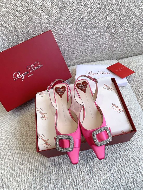 Roger Viver Rhinestone Buckle Low Heel Slingback Shoes Refined Comfortable