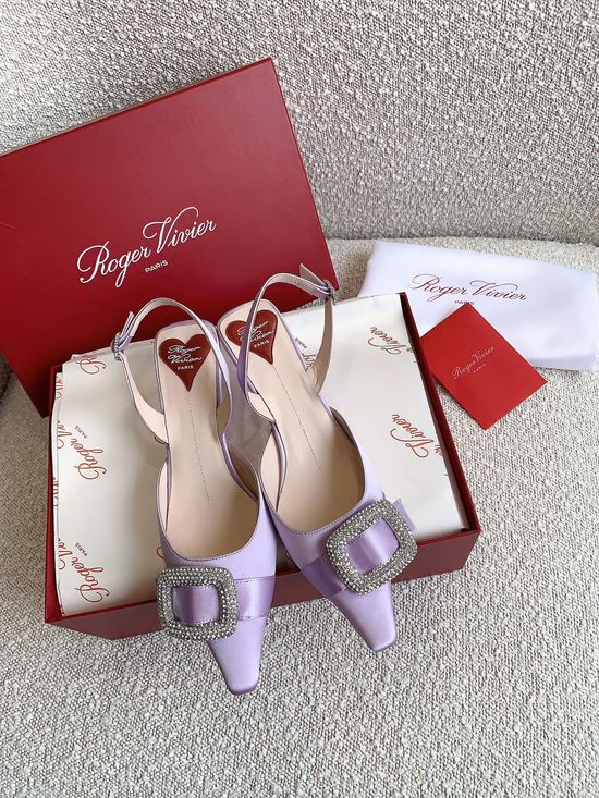 Roger Viver Rhinestone Buckle Low Heel Slingback Shoes Refined Comfortable