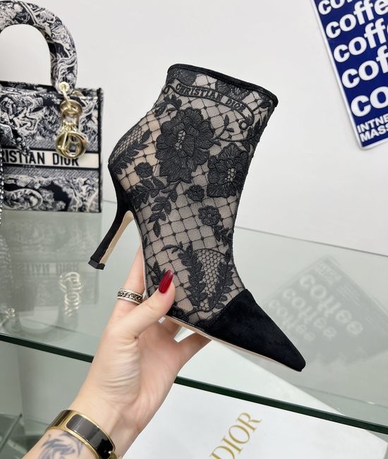 Christian Dior CD Extra High Heel Boots with Custom Floral Design