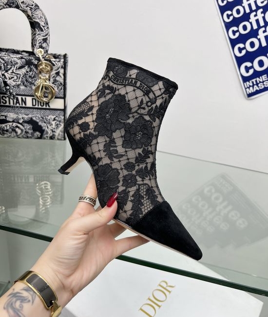 Christian Dior CD Extra High Heel Boots with Custom Floral Design