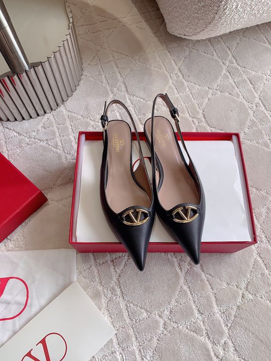 Valentino Pointed Toe Low Heel Dress Shoes Soft Leather Comfortable Sole