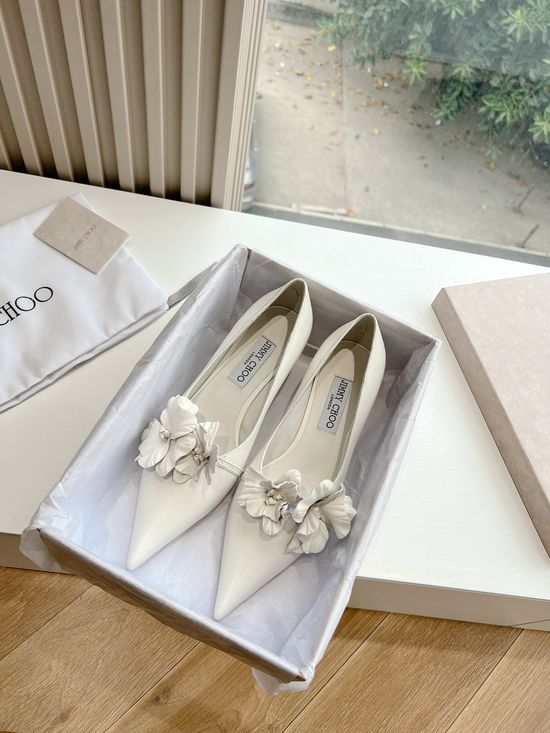 Jimmy Choo Pointed Toe Floral Heels Comfortable Soft Leather Shoes