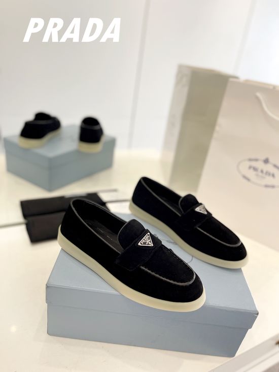 Prada Soft Sole Loafers Comfortable Slip-on Casual Daily Wear Shoes