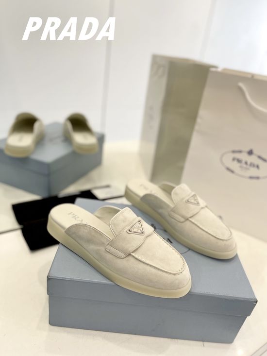 Prada Soft Sole Suede Slip On Comfort Loafer Shoes