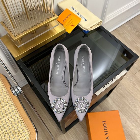 Louis Vuitton Rhinestone Buckle Silk Heeled Sandals And Pumps