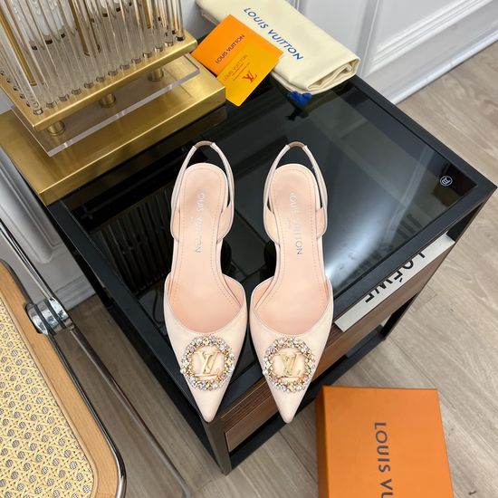 Louis Vuitton Rhinestone Buckle Silk Heeled Sandals And Pumps