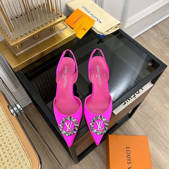 Louis Vuitton Rhinestone Buckle Silk Heeled Sandals And Pumps
