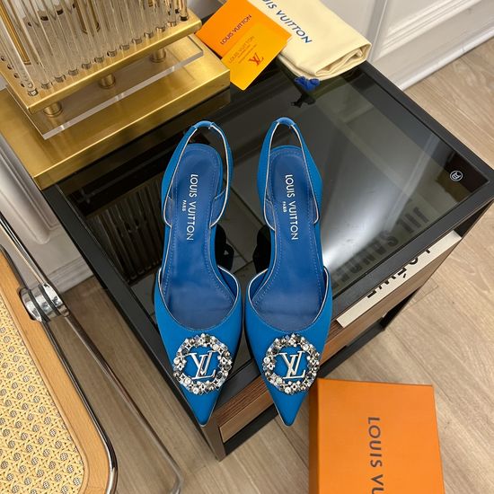 Louis Vuitton Rhinestone Buckle Silk Heeled Sandals And Pumps