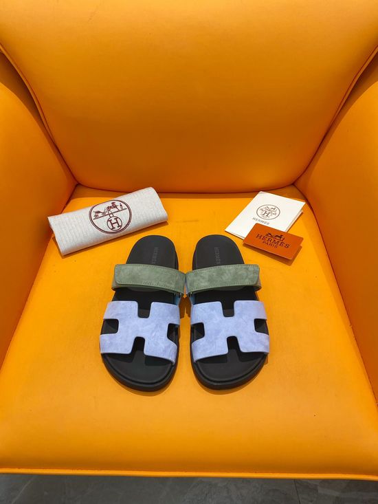 Hermes Velcro Flat Casual Sandals Soft Sole Comfortable Slides