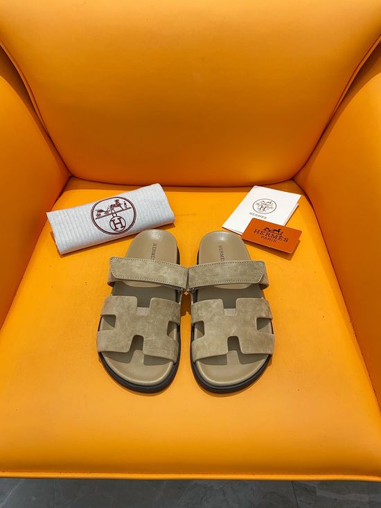 Hermes Velcro Flat Casual Sandals Soft Sole Comfortable Slides