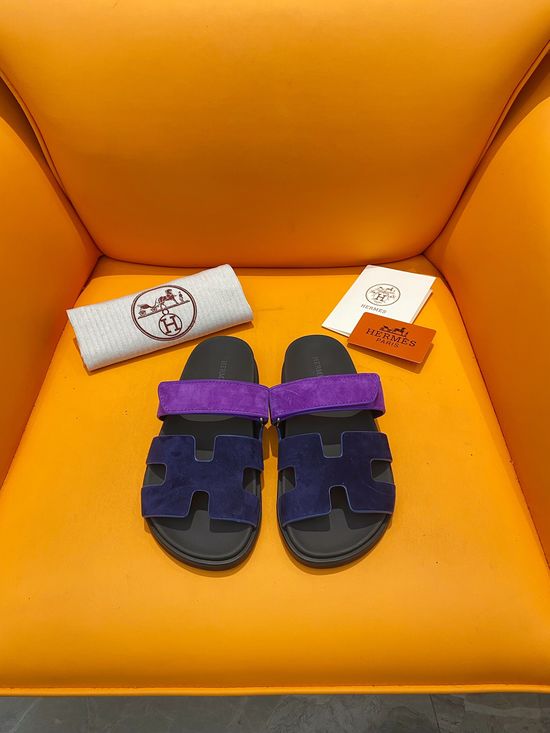 Hermes Velcro Flat Casual Sandals Soft Sole Comfortable Slides