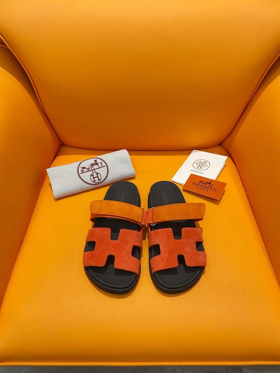 Hermes Velcro Flat Casual Sandals Soft Sole Comfortable Slides